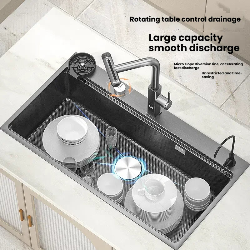 Kitchen Sink Stainless Steels Large Single Slot Multifunctional Dishwashing Bowl Household Wash Dish and Wash Vegetables Basin