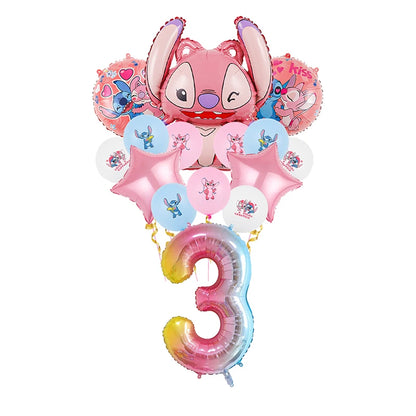 Disney Lilo Stitch Geburtstag Party Dekoration Kinder Stitch Thema Geschirr Set Engel Luftballons Happy Banner Zubehör für Mädchen zugunsten