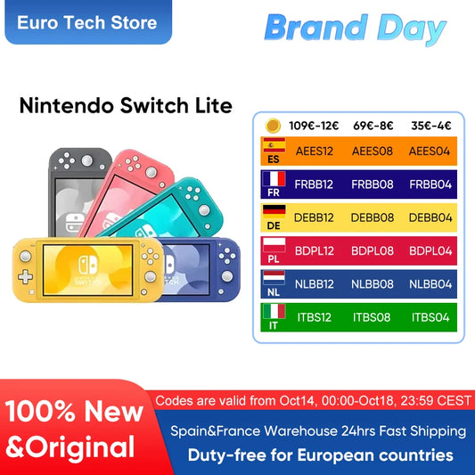 Nintendo Switch Lite Handheld Game Console Lightweight and Portable Built in Joy Con Controller Multiple Color Option.