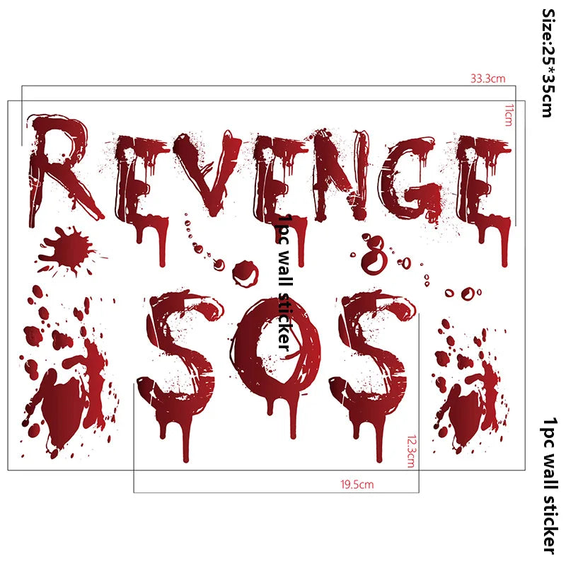 Halloween Wandt üren Fenster Aufkleber Blut Handabdruck Fußabdruck Schädel Muster Halloween Party Szene Dekor liefert Horror Requisiten.