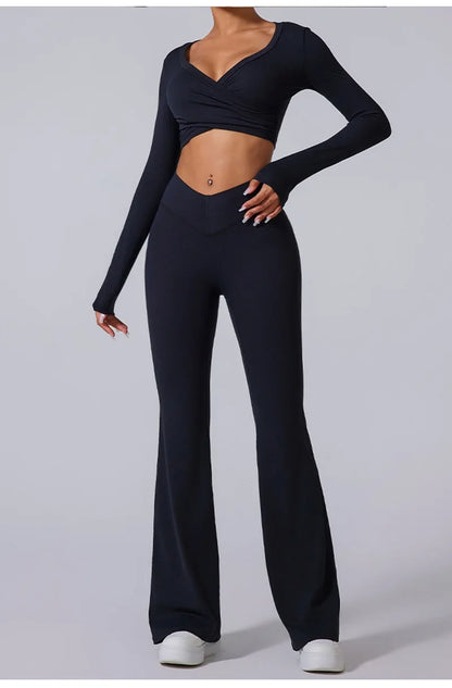 Cloud Hide Blue Sports Leggings Plus Size Long Yoga Pants Women Gym Fitness Running Flared Trousers High Waist Workout Tights