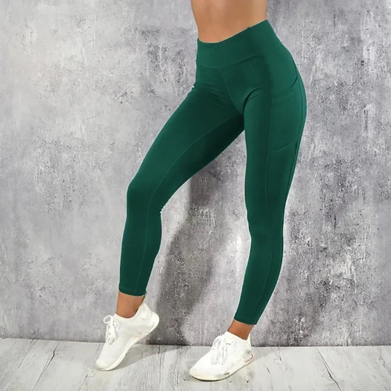 Yoga Fitness Women Leggings High Waist Tights with Pocket Gym Workout Running Stretchy Sexy Butt Liftting Casual Skinny Pants.