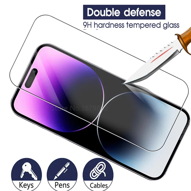 4PCS Tempered Glass Case For iPhone 15 17 16 Pro Max Protective Glass iPhone16E 14Pro iphone17 Pro Max Screen Protect Film Cover.
