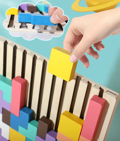 Wooden 3D Russian Blocks Puzzle Brain Teasers Toy Tangram Jigsaw Intelligence Colorful Blocks Montessori Educational.