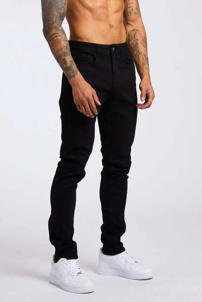New Style of Denim Men's Jeans Cross-border Ins Trendy Black Slim High Waist Denim Pants Men.