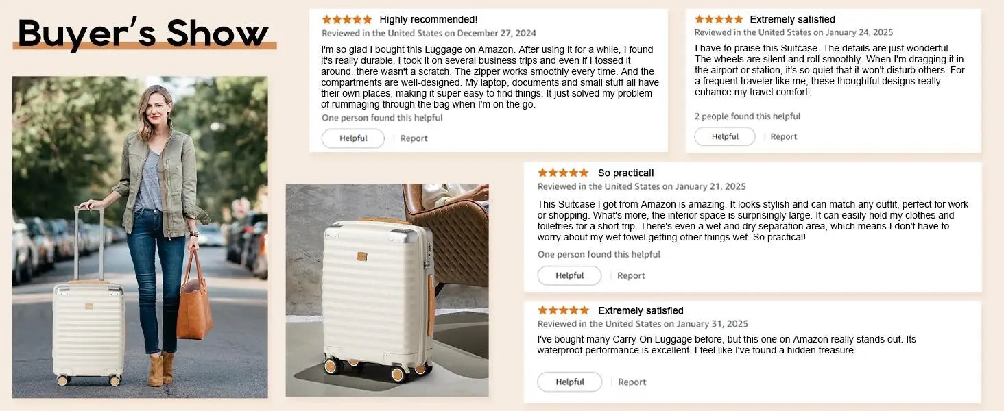 20-Zoll-Handgepäckkoffer, langlebig, leicht, TSA-Schloss, Spinner Wheels.