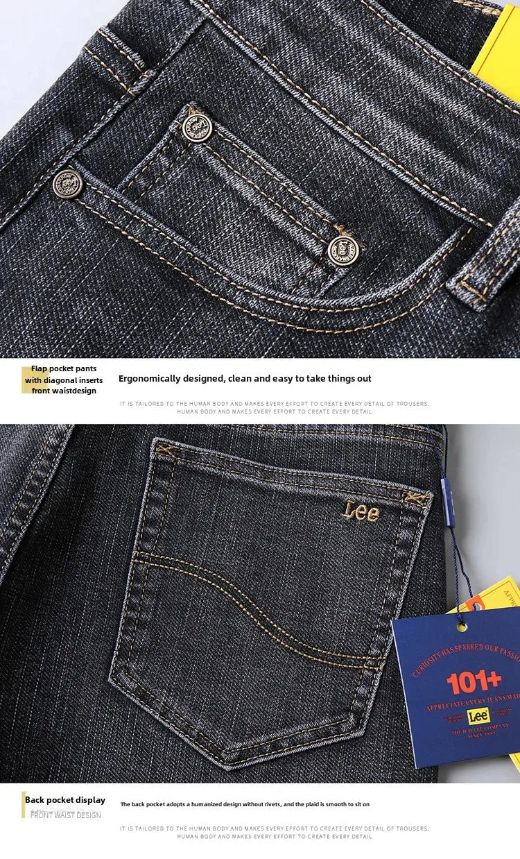 Lee Dex Jeans Herren Herbst/Winter Dicke, gerade Beine, lockere Passform, lässige Business-Hose, schlankmachend, glättet Ihre Silhouette-Hose