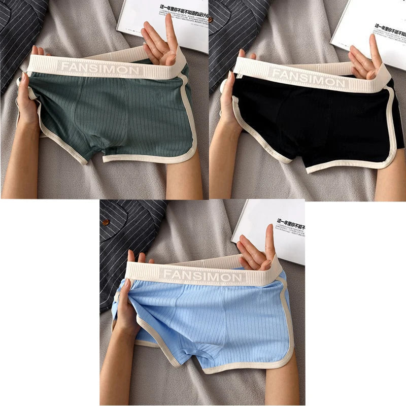 3 Pcs/Lot Men's Sexy Striped Panties Boxer Shorts Underwear Male Boxers Homme U Convex Shorts Lingerie Underpants.
