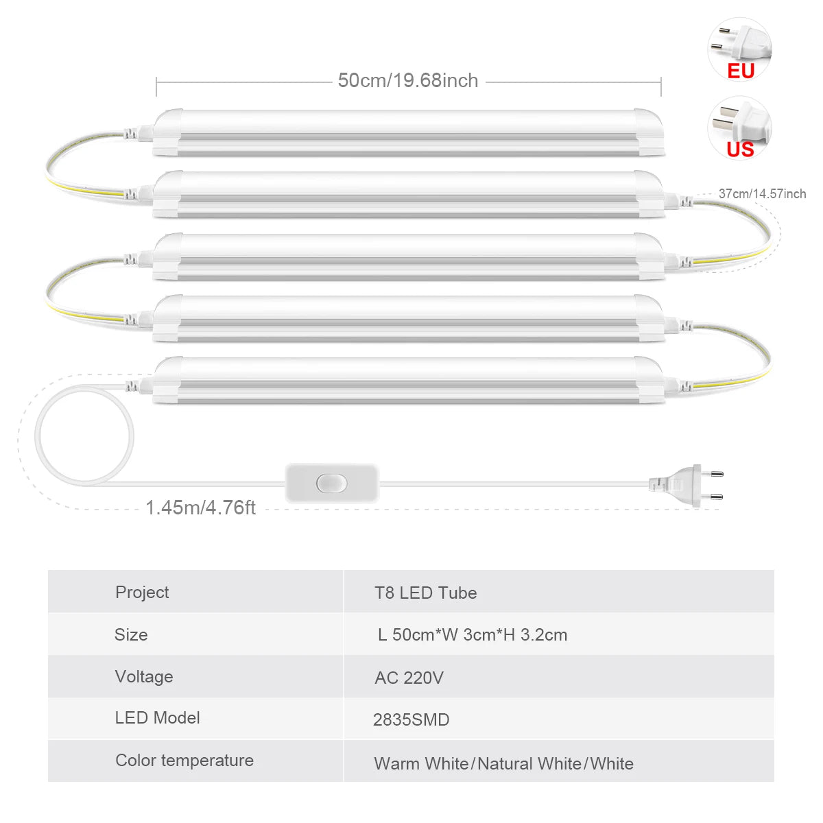1-2PCS 25W T8 Led Tube Light,High Efficiency Saves 50% Energy Replacement for Fluorescent Tubes,Workshop Warehouse Lighting.