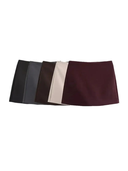 High Waist Solid Skort for Women Fashion Side Zipper Female Shorts Skirts Mujer.