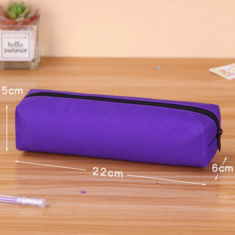 Solid Color Pencil Case Simple Pencil Bags For Student New Stationery School Supplies Kids Gift Zipper Big Cosmetic Bag.