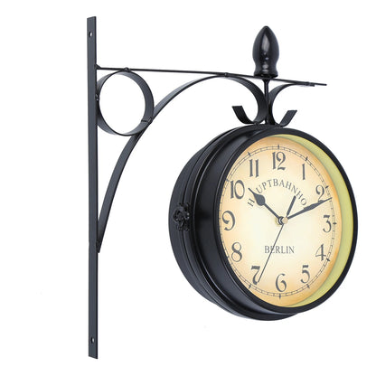 Stationsuhr Doppelseitige Wanduhr Runde Mount Wand Outdoor Garten Dekor Wanduhr Dia 25cm für Weihnachten Home Geschenke