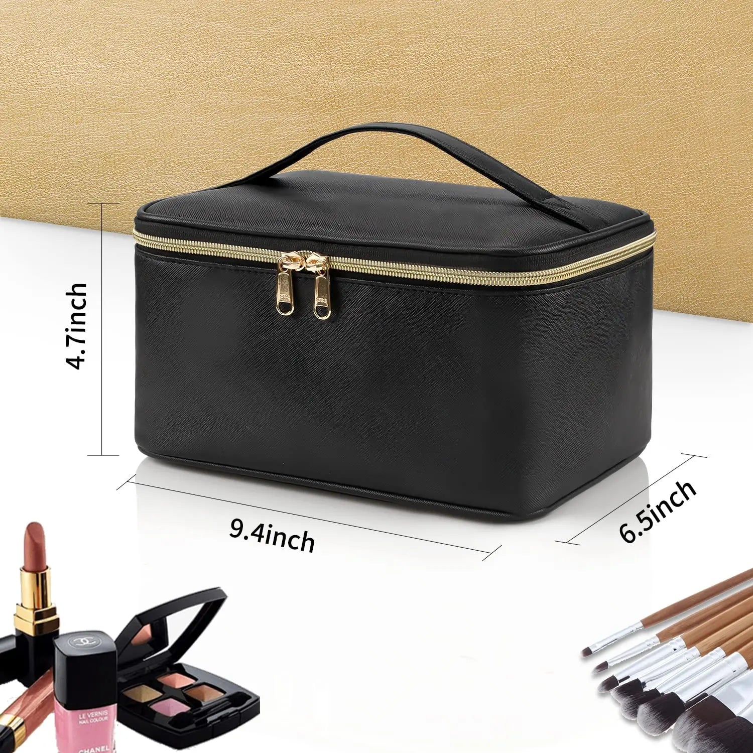 Makeup Bag Portable Cosmetic Bag Large Capacity Travel Makeup Case Organizer Black For Women Toiletry Bag for Girls Traveling.