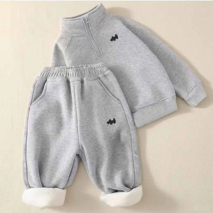 Children's Padded Suit Boys Thermal Set Girls Fleece Sweatshirt Pants 2Pcs Winter Warm Sports Outfits Kids Autumn Casual Clothes.