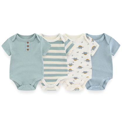 Kiddiezoom 4 Teile/los Unisex Baby Junge Mädchen Bodys Kurzarm Infant Onesies Erste Weihnachten Baby Kleidung