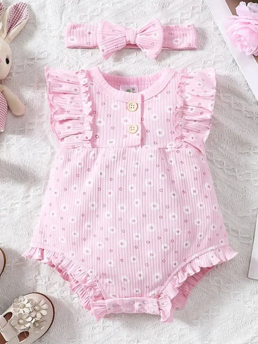 2-teiliger Sommer-Overall für Babys mit Rundhalsausschnitt, Schmetterlingsärmel-Design, süßer, süßer und lebhafter Overall im Prinzessinnen-Stil für Neugeborene.
