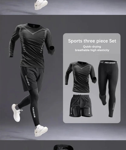 Fashion Breathable Running Sports Suit Men's Fitness Clothes All-Seasons Professional Morning Running Clothes Quick Dry Training.