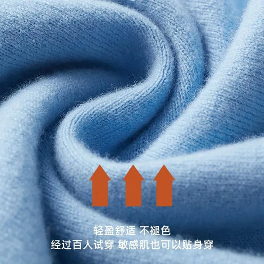 Soft Warm Pullover Cashmere Sweater Men's V Neck Thickened Classic Tops Autumn Winter New  Casual Solid Color Knitted Pullover.