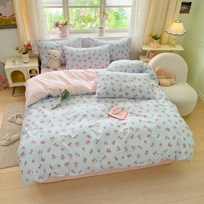 2025 new Cotton Duvet Cover Set with 2 Pillowcases 1 bed sheet - Elegant & Breathable Bedding Set,Fade-Resistant, Multiple Sizes