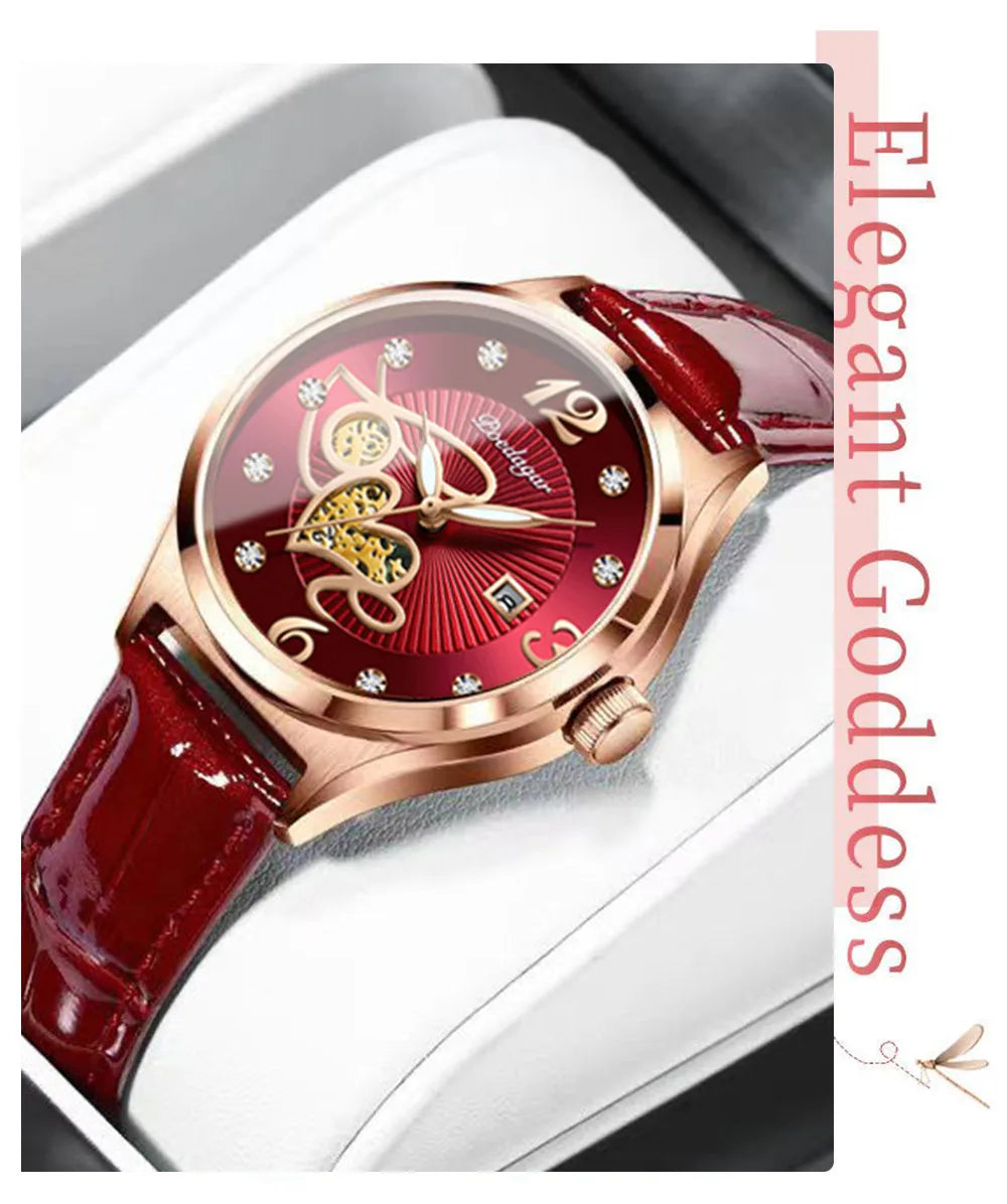 POEDAGAR Fashion Quartz Watch Female Luxury Elegant Casual Clock Waterproof Luminous Date Leather Women Watch Montre Femme gift.
