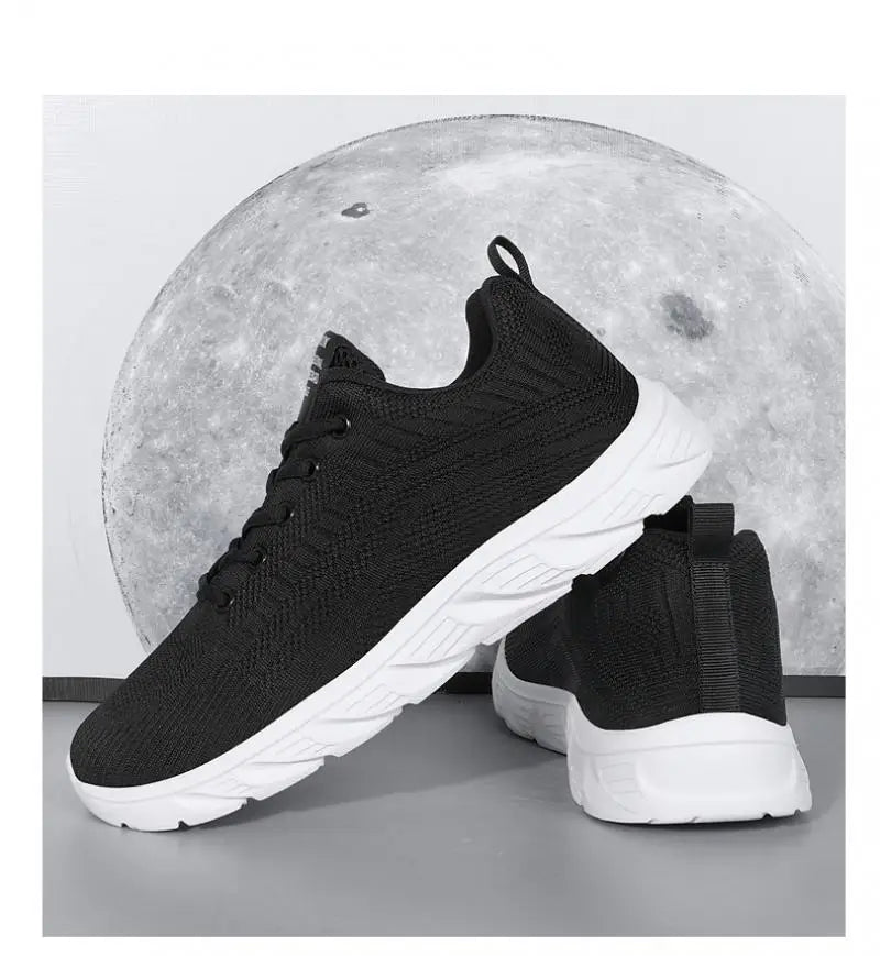 Men's Trendy Lace Up Knit Sneakers Casual Outdoor Athletic Running Walking Gym Shoes.