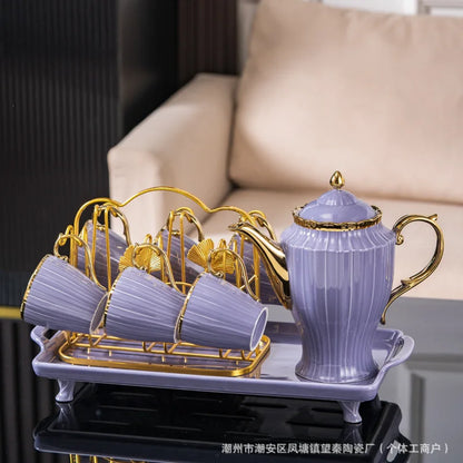 New high-value European ceramic coffee set, color glaze, high-end Phnom Penh coffee cup saucer, afternoon tea set.