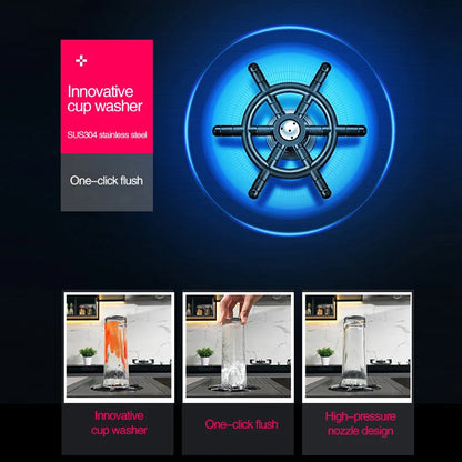 ASRAS New Nanometer Large Size Single Cup Rinser Kitchen Sink 4mm Thickness 220mm Depth With Drain Plate Knife Holder Sinks