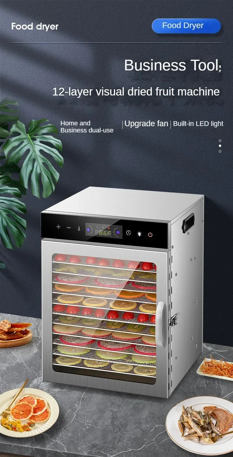 Food Dehydrator Home Fruit Digital Temperature Air Dryer Vegetable  Meat Medicinal Materials Smart Commercial Food Dehydrator.