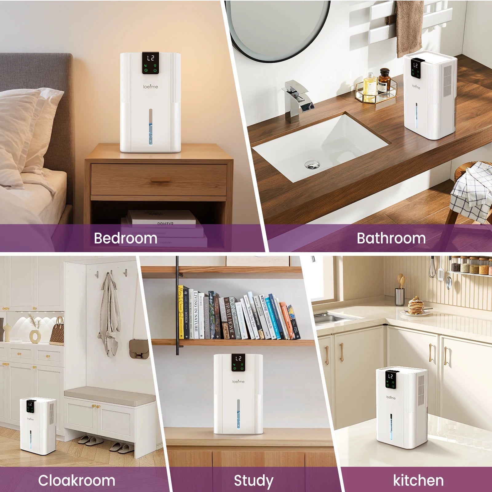 2800mL Air Dehumidifier Portable Mute Moisture Absorbers Machine Air Dryer Sleep Mode For Home Bedroom Office Kitchen Deodorizer.