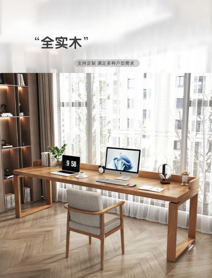 Solid wood double desk against the wall Long table Household simple modern student writing desk Study table Office computer desk