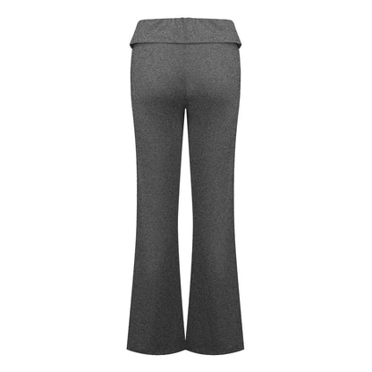 Damenmode, einfarbig, schmale Passform, schmale Reverse-Taille, niedrige Taille, elastische Taille, Schlaghose, Hose für Damen, Damenhose 2024