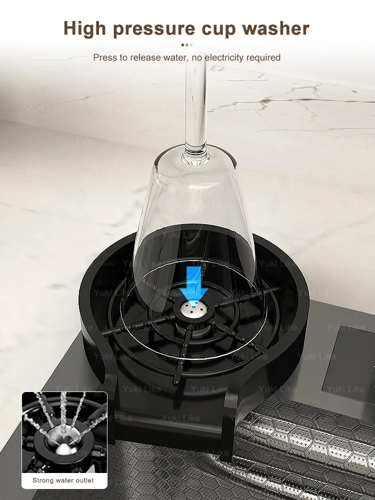 Stainless Steel Kitchen Sink Embossed Large Single-Slot With Kitchen Faucet Multifunctional Washbasin for Apartment