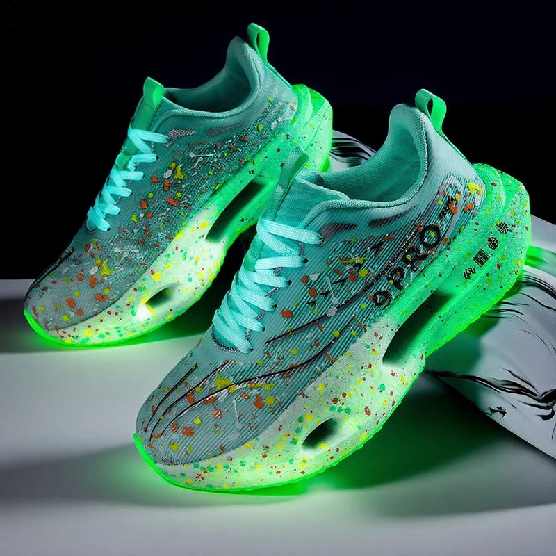 New Soft Sole Cushioning Men's Running Shoes for Women High-quality Road Jogging Shoes Light Comfy Sneakers Reflective Night Run.