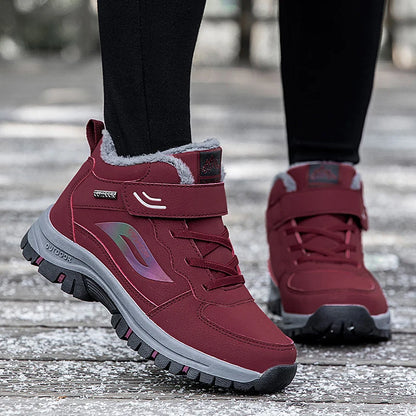 Unisex Winter Cotton Shoes Thick Soled Leather Warm Comfortable Snow Walking Casual Shoes Lightweight Outdoor High Top Boots.