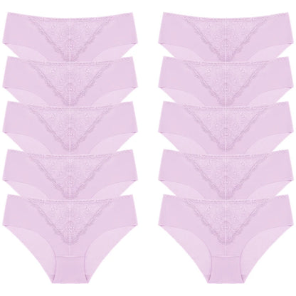 BZEL 10PCS/Set Women's Panties Exquisite Sweet Lace Underwear Sexy Lingerie Silk Satin Briefs Woman Comfort Breathable Underpant