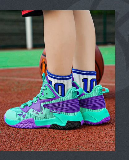 Children Basketball Shoes for Boys Girls Kids Teenagers Breathable Non-slip Lace Up Indoor Outdoor Training Sneakers Tennis Shoe.