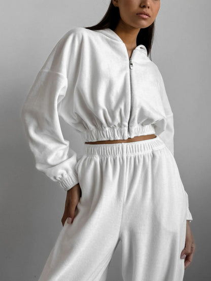 Fall Winter Women's Fashion Hooded Stand Collar Sweatshirt Set Casual Loose Fit Two Piece Streetwear Lounge Gym Ourdoor Outfit