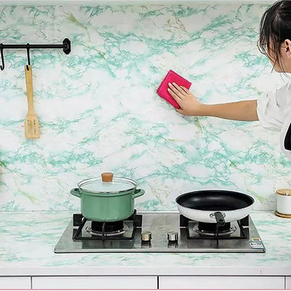 Rosa und grüne ölbeständige Aufkleber für die Küche, Marmormuster, Möbelrenovierung, Hintergrund, selbstklebende Tapete