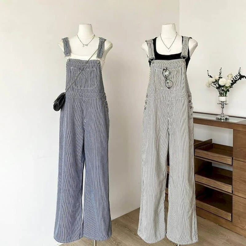 Jumpsuits Loose Casual Straight Pants American Style Jeans Vintage Artistic Rompers One Piece Outfits Autumn Women Clothing.