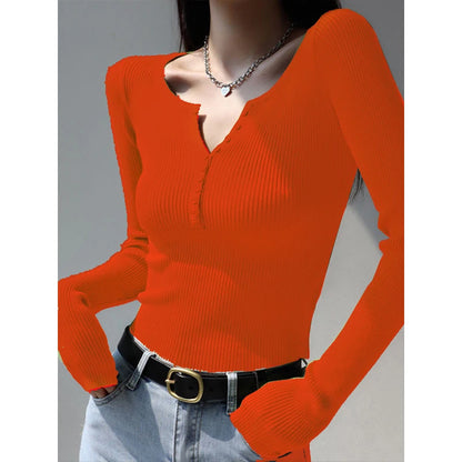 2026 weibliche Casual Tops Pullover Warme V-ausschnitt Frauen Herbst Winter Gestrickte Dünne Pullover Feste Taste Volle Hülse Pullover
