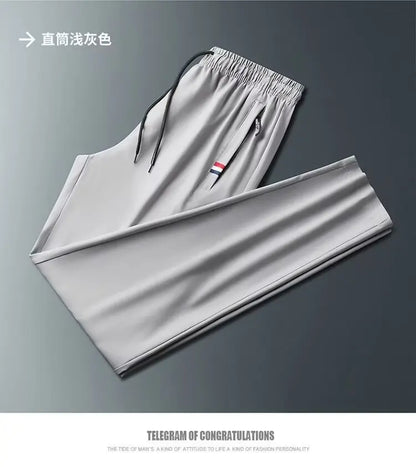 Straight-leg Casual Pants For Men Ice Silk Sports Trousers Youth Fashion Summer 2024 New Arrival Comfortable Loose Fit