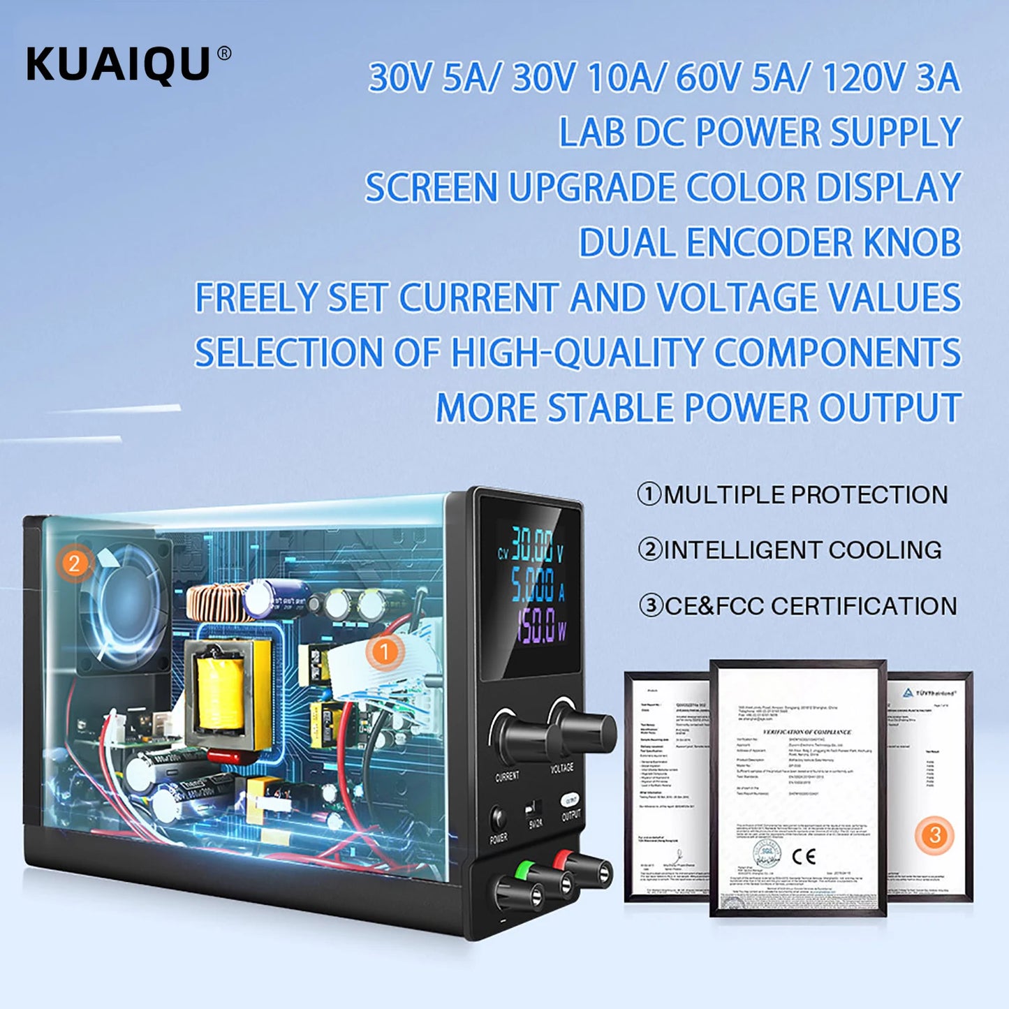 DC Lab Power Supply 30V 10A Adjustable Power Source For Phone Repair 24V 48V 72V Switching Power Supply Battery Fast Charging.