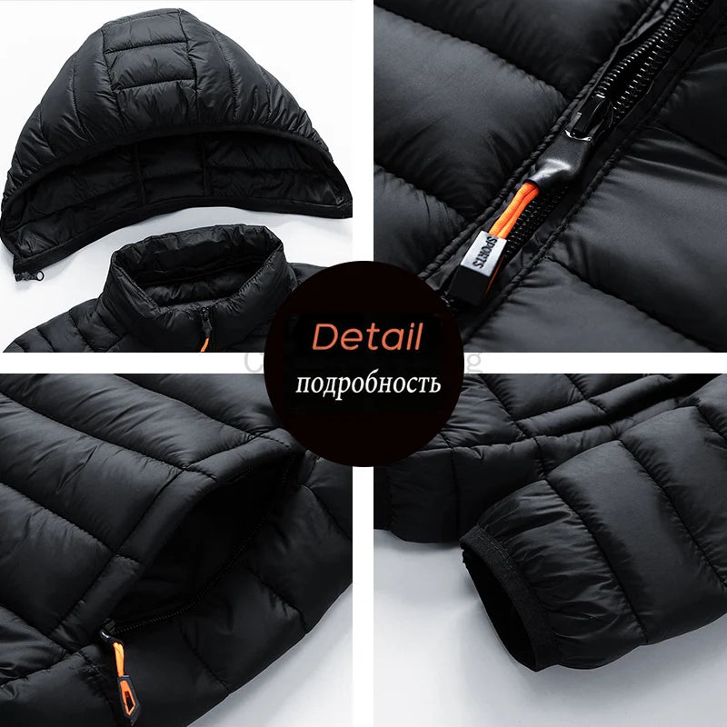 Men Parka Autumn Winter Warm Waterproof Jackets and Coats Mens Hooded Casual Outwear Detachable Hat Black Parkas Coat Male.