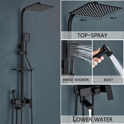 Wanmivezlo Black/Chrome Brass Shower Faucet Bathroom Shower Mixer Crane Rotatable Long Spout Rain Shower Set Shower Spray Shower