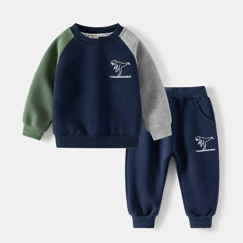 New Spring Autumn Children Clothes Set Color Patchwork Kids Boys Two-Piece Sets Children Boy Casual Tracksuit Outfits Tops Pants.
