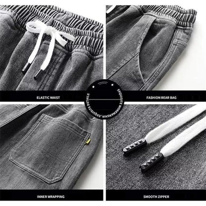 Men Jeans Elastic Tie Up Harem Denim Pants Male Bound Feet Designer Cargo Joggers Denim Trousers Daily Narrow Leg Casual Jeans.
