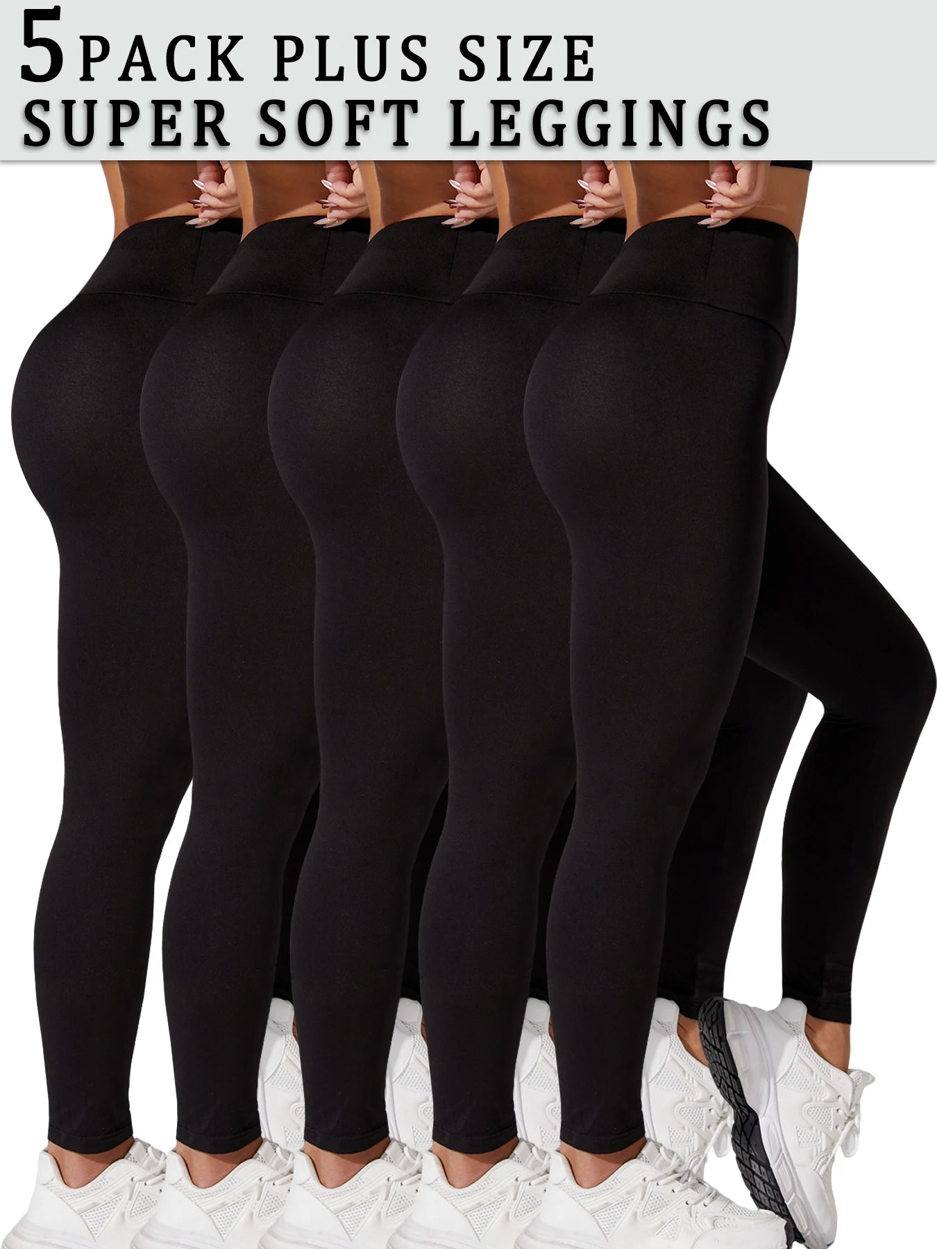 5 Pack Women's Super Soft High Waisted Tummy Control No See Through Workout Yoga Running Athletic Push Up Gym Fitness Leggings.