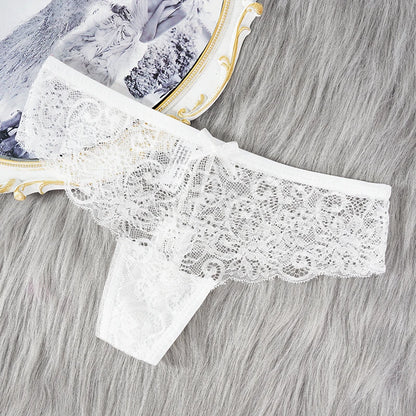 Sexy Lace Thong Women Low Waist Panties Transparent Underwear Hollow Out Female Lingerie Elasticity Comfortable Underpants.