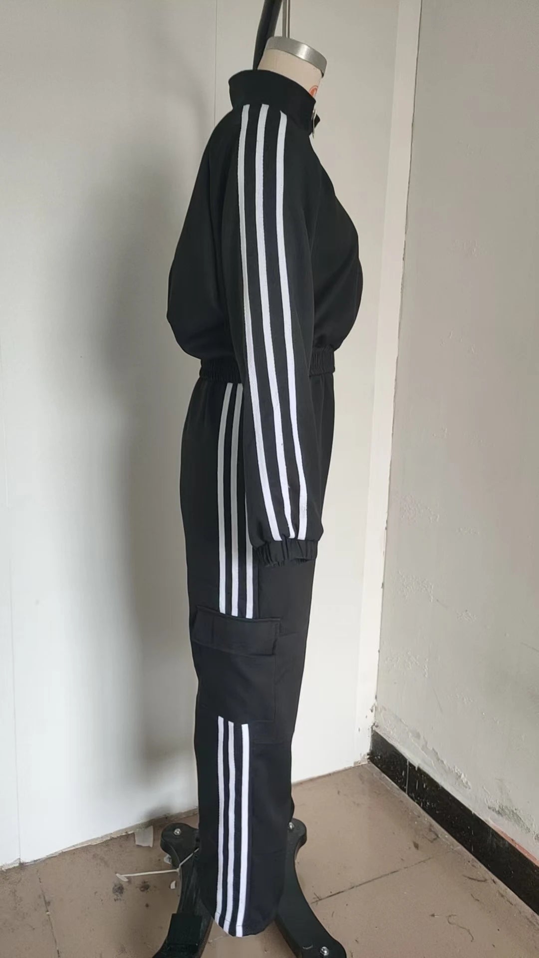 Sports Trousers Loose White Casual Women's Set Fashion Zipper High-waisted Hoodie + Wide-leg Overalls 2-piece Sweatshirt Suit.