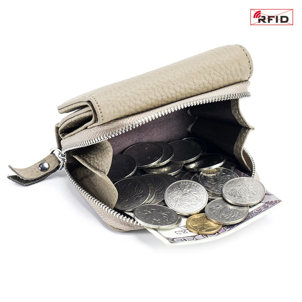 Genuine Leather Women Wallet Small Zipper Coin Wallet Female Short Cow Leather Women Purse RFID Card Money Bag Gift for Women.